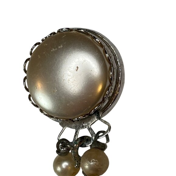 Vintage Sarah Cov Triple-Strand Faux Pearl Necklace W/ Rhinestone Clasp 28" A381 - Picture 5 of 7